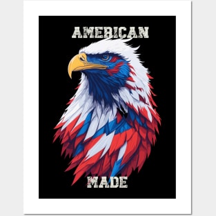 American Made Patriotic Bald Eagle with American Flag Posters and Art